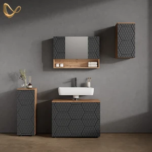 Badmöbel-Set Ronco Anthrazit mit Wabenstruktur 4 Teile livinity®
