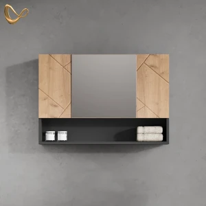Badspiegelschrank Ronco Goldkraft Eiche/Anthrazit 80.1 x 55 cm livinity®