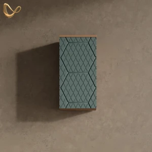 Badschrank Ronco Grün/Goldkraft Eiche 30 x 59 cm 2 Fächer, Badezimmer livinity®