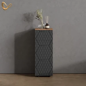 Midischrank Ronco Anthrazit mit Wabenstruktur 30 x 81 cm mit 1 Schublade, 2 Fächer, Badezimmer livinity®
