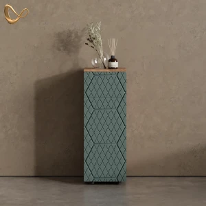 Midischrank Ronco Grün/Goldkraft Eiche 30 x 81 cm mit 1 Schublade, 2 Fächer, Badezimmer livinity®