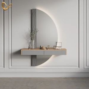 Schminktisch Ascona Grau 120 cm mit 2 Schubladen livinity®