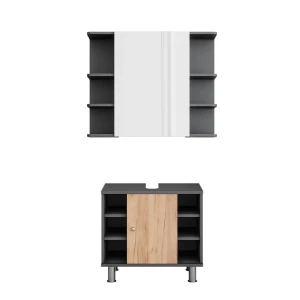 Meubles bain Fynn Anthracite/chêne doré 2 pièces Vicco