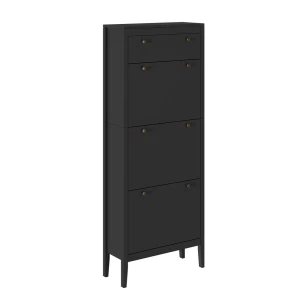 Schuhschrank Aron Schwarz 60 x 153 cm ,3 Fächer Vicco