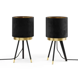 Bordlampe Goldamo Sort 23 x 46 cm Sæt med 2 stk. Vicco