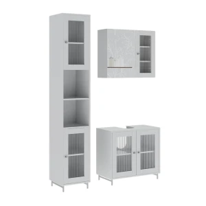 Badmöbel-Set Malte Weiß 3 Teile mit Hochschrank Vicco
