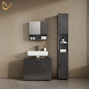 Badspiegelschrank Ronco Anthrazit Hochglanz 54 x 55 cm livinity®