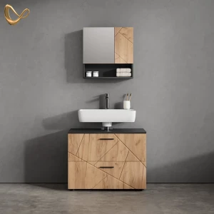 Badmöbel-Set Ronco Goldkraft Eiche/Anthrazit 2 Teile livinity®