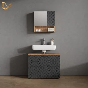 Badmöbel-Set Ronco Anthrazit mit Wabenstruktur 2 Teile livinity®