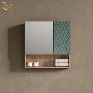 Badspiegelschrank Ronco Grün/Goldkraft Eiche 54 x 55 cm livinity®