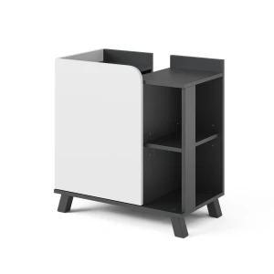 Vanity unit for washbasin Karen Antracit/biela 60 x 65 cm s dverami a otvorenými priehradkami Vicco