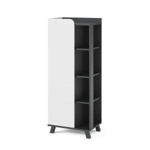 Midi-skab Karen Antracit/hvid 50 x 128 cm med dør og åbne rum Vicco