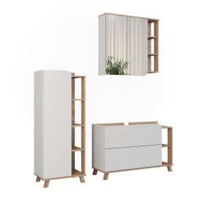 Badmöbel-Set Karen Sonoma/Weiß 3 Teile Vicco