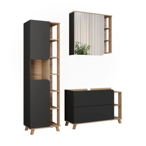 Conjunto de móveis de banheiro Karen Sonoma/Antracite 3  Teile Vicco