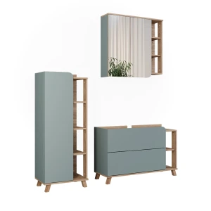 Badmöbel-Set Karen Sonoma/Blau 3 Teile Vicco