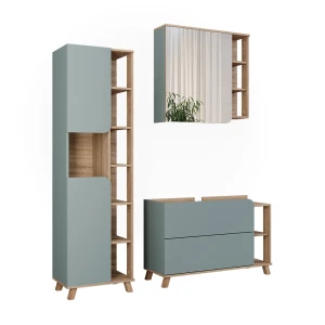 Badmöbel-Set Karen Sonoma/Blau 3 Teile Vicco