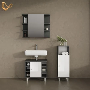 Badmöbel-Set Fucino Anthrazit 3 Teile, mit Midischrank livinity®