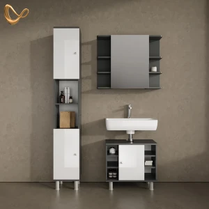 Badmöbel-Set Fucino Anthrazit 3 Teile, mit Hochschrank livinity®