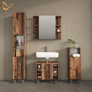 Badmöbel-Set Fucino Eiche rustikal 4 Teile livinity®