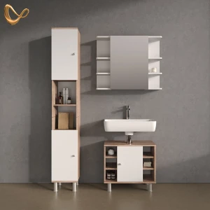 Badmöbel-Set Fucino Sonoma 3 Teile, mit Hochschrank livinity®