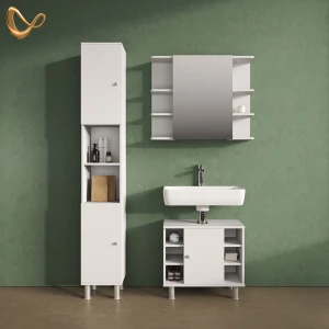 Badmöbel-Set Fucino Weiß 3 Teile, mit Hochschrank livinity®