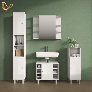 Badmöbel-Set Fucino Weiß Hochglanz 4 Teile livinity®