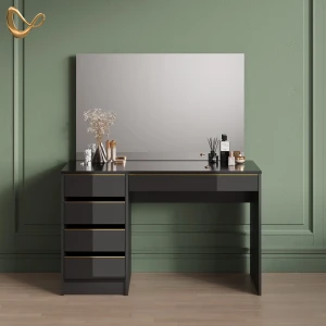 Schminktisch Imola Schwarz/Gold 120 cm mit Spiegel livinity®
