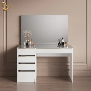 Schminktisch Imola Weiß/Gold 120 cm mit Spiegel livinity®