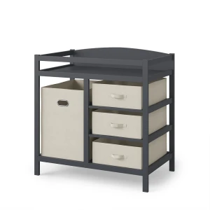Wickelkommode Nunjo Anthrazit 85 x 87 cm mit Stoffschubladen Vicco