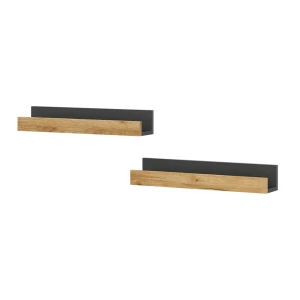 Væghylde Tomy Antracit/gylden eg 60 x 10 cm Sæt med 2 stk. Vicco