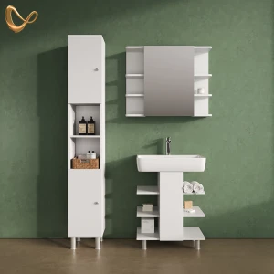 Badmöbel-Set Fucino Weiß 3 Teile, mit Hochschrank livinity®