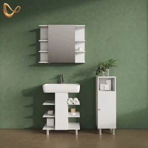 Badmöbel-Set Fucino Weiß 3 Teile, mit Midischrank livinity®