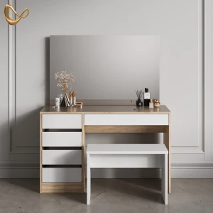 Schminktisch Imola Weiß/Sonoma 120 cm mit Bank livinity®