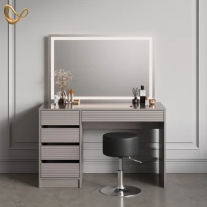 Schminktisch Imola Cashmere mit LED-Spiegel und Hocker livinity®