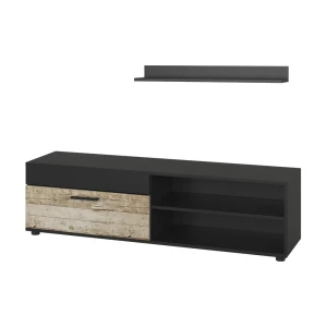 Lowboard og hylde Berno Sort/sandet eg med 1 flap Vicco