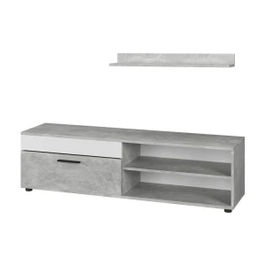 Lowboard og hylde Berno Beton/hvid med 1 flap Vicco