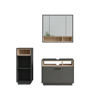 Kylpyhuonekalustesarja Beatrice Anthracite/Sonoma 3 kappaletta midi-yksikön kanssa Vicco