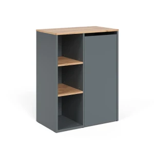 Kylpyhuonekaappi Viktor Antrasiitti/Goldkraft tammi 68x88.2 cm avoimilla hyllyillä Vicco