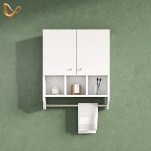 Badschrank Fucino Weiß 59 x 70.5 cm Hängeschrank mit 2 Türen livinity®