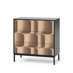 Kommode Eliza Sort/eg 80 x 81.2 cm med 3 skuffer Vicco