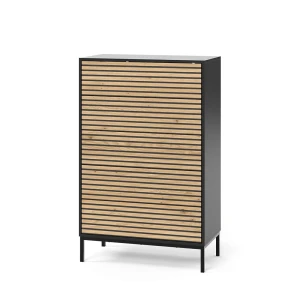 Kommode Eliza Guld power eg/antracit 76 x 120 cm med 5 skuffer Vicco