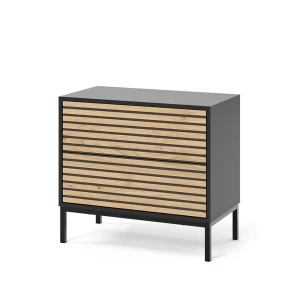 Sengebord Eliza Guld power eg/antracit 66 x 60 cm med 2 skuffer Vicco