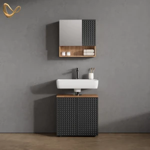 Badmöbel-Set Ronco Anthrazit gepunktet 2 Teile, Unterschrank 60 cm livinity®