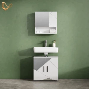 Badmöbel-Set Ronco Weiß Hochglanz mit Einsätzen 2 Teile, Unterschrank 60 cm livinity®