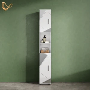 Badschrank Ronco Weiß Hochglanz mit Einsätzen 30 x 192 cm livinity®
