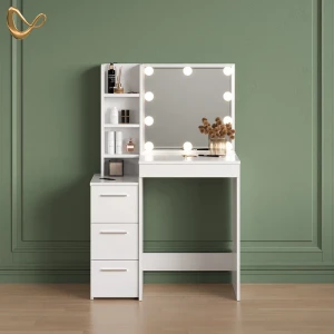 Schminktisch Ivera Weiß 79.9 cm mit LED Beleuchtung livinity®