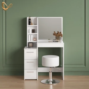 Schminktisch Ivera Weiß 79.9 cm mit Hocker livinity®