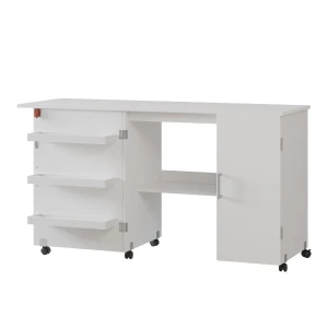 Sybord Carmen Hvid 148 x 75 cm med 3 hylder og et skab Vicco