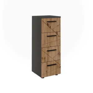 Midi-skab Irma Antracit/Gylden eg 30 x 81 cm med 4 skuffer Vicco