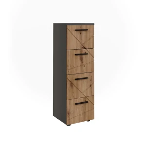 Midi-skab Irma Antracit/Gylden eg 30 x 95 cm med 4 skuffer Vicco